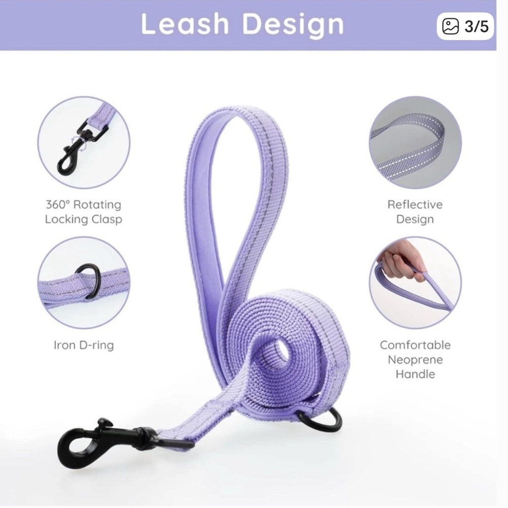 🫶🏻 Bella & Pal Oxymesh Purple Dog Harness and Leash Set - Picture 3 of 5